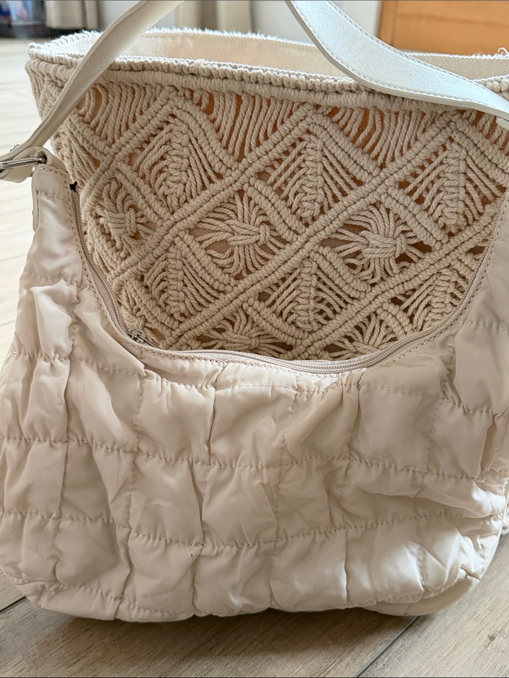 Neutral Cream Quilted Shoulder Bag - Stylish Everyday Tote